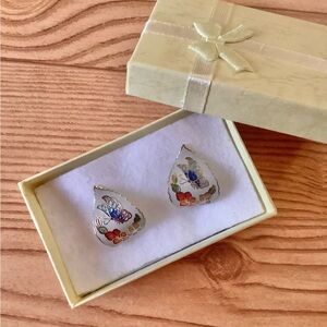 Vintage Cloisonné Teardrop Earrings